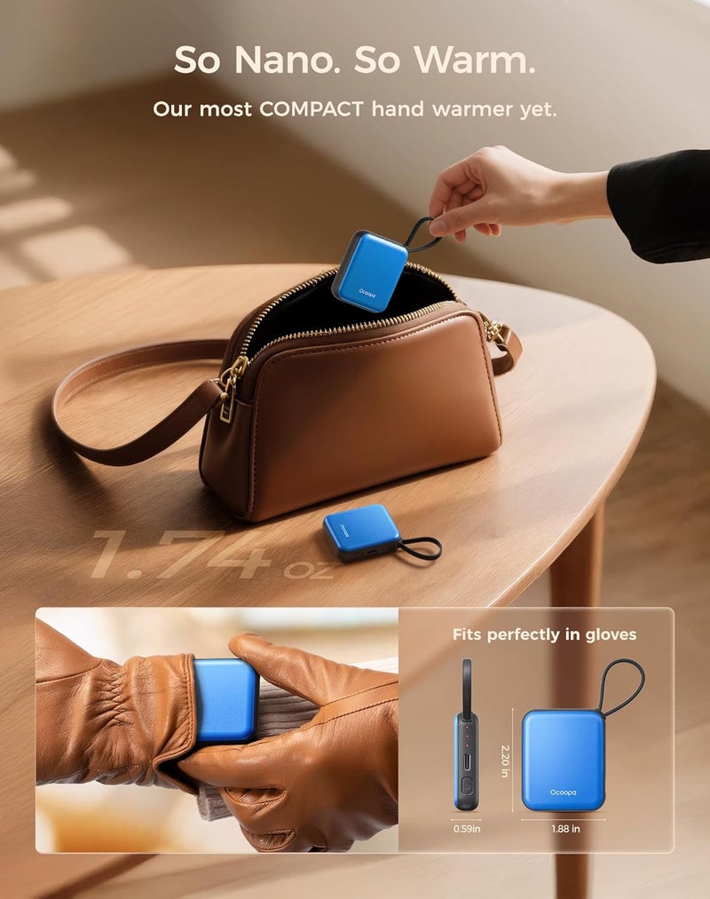 OCOOPA Hand Warmers Rechargeable, Smart Temp Control 7H*2 Long Safe Heat, Ultra Slim, Pocket-Size Design That Fits Gloves, Gifts for Women, Outdoor, Office, Commute (UT5 Nano) - Image 2